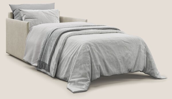 Evans poltrona letto in morbido tessuto impermeabile T02 panna