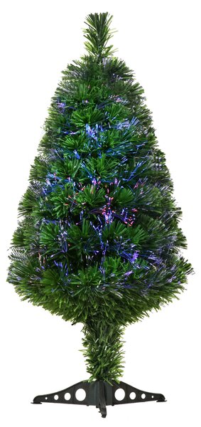 HOMCOM albero di natale con luci albero di natale fibre ottiche albero di natale pvc albero di natale artificiale Verde Diametro 48 × 90cm