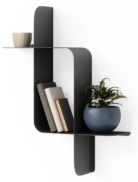 Mensole in set color nero opaco in acciaio con ripiani multipli 2 pz 62 cm Montage – Umbra