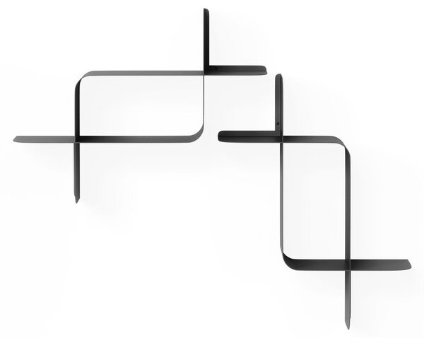 Mensole in set color nero opaco in acciaio con ripiani multipli 2 pz 62 cm Montage – Umbra