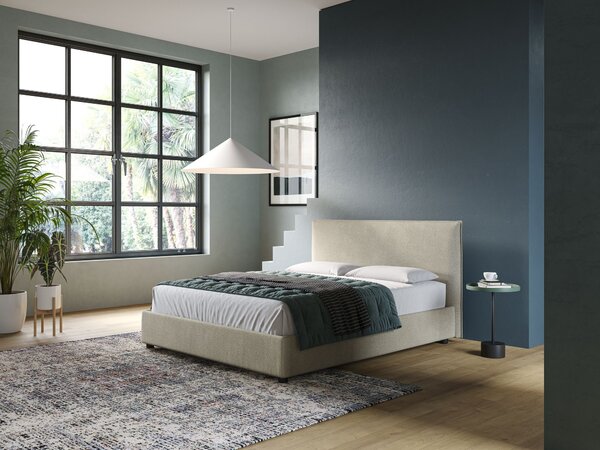 Nina letto contenitore dal design minimal in microfibra effetto pelle