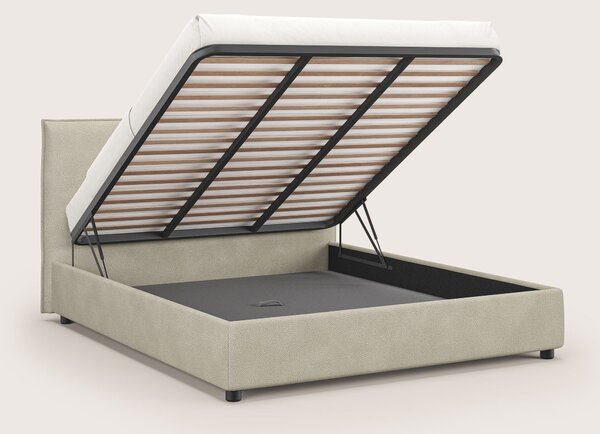 Nina letto contenitore dal design minimal in microfibra effetto pelle