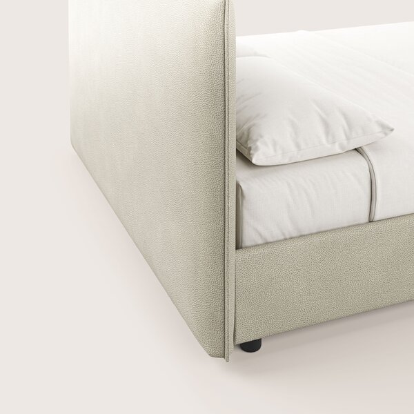 Nina letto contenitore dal design minimal in microfibra effetto pelle