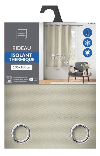 Tenda termoisolante/parzialmente oscurante beige in microfibra 135x180 cm Micropolar – douceur d'intérieur