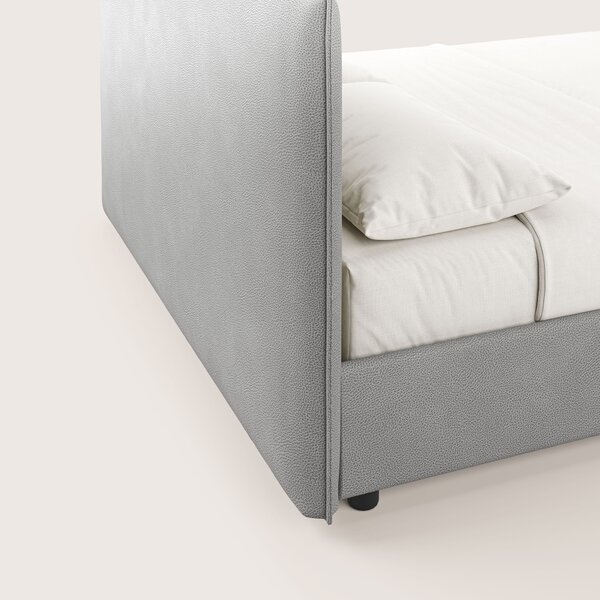 Nina letto contenitore dal design minimal in microfibra effetto pelle