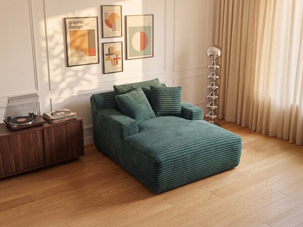 Chaise longue in velluto a coste larghe verde - DONILIA