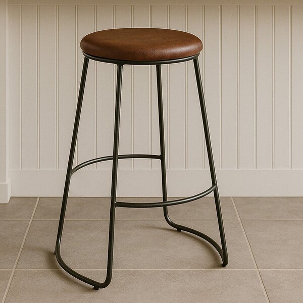 Sedia da bar nera/marrone imbottito (altezza della seduta 64 cm) Brixton – Premier Housewares