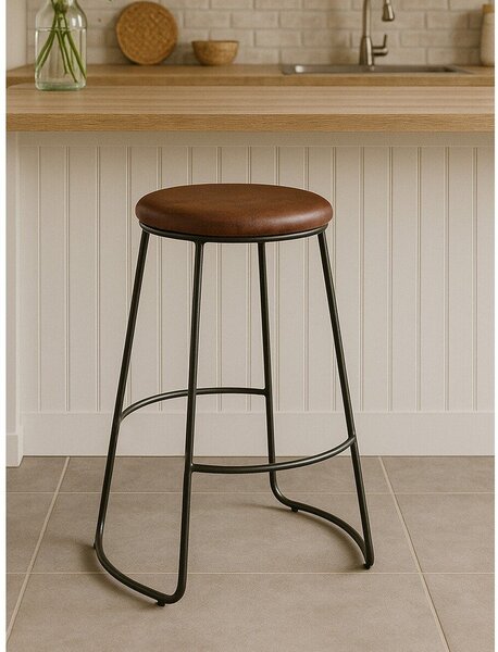 Sedia da bar nera/marrone imbottito (altezza della seduta 64 cm) Brixton – Premier Housewares