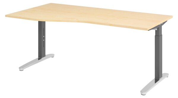 Scrivania bümö Serie XB - Decorazione: acero, dimensioni: 180 x 100 cm, struttura: grafite/alluminio lucido