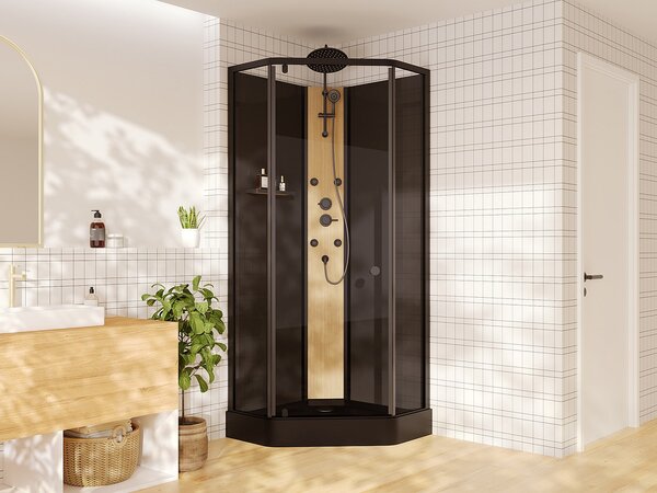 Cabina doccia idromassaggio con pannello in bambù sintetico Nero opaco L80 x l80 x H225 - CODREVA