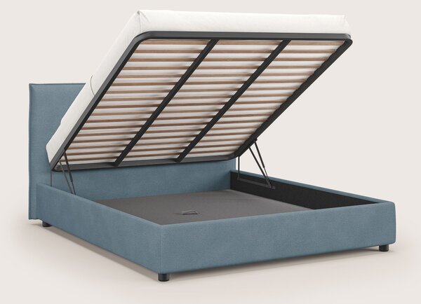 Nina letto contenitore dal design minimal in microfibra effetto pelle