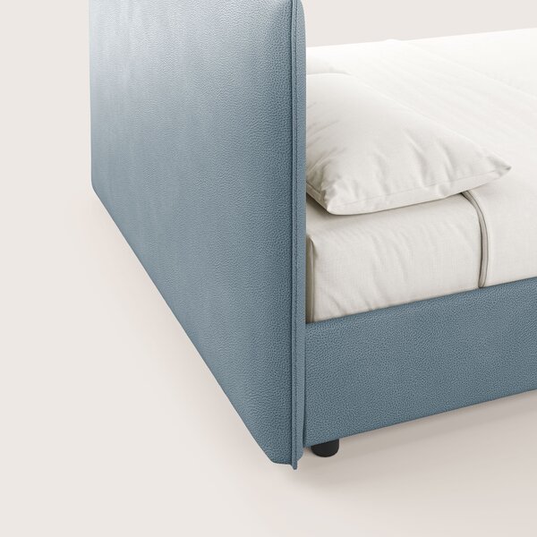 Nina letto contenitore dal design minimal in microfibra effetto pelle