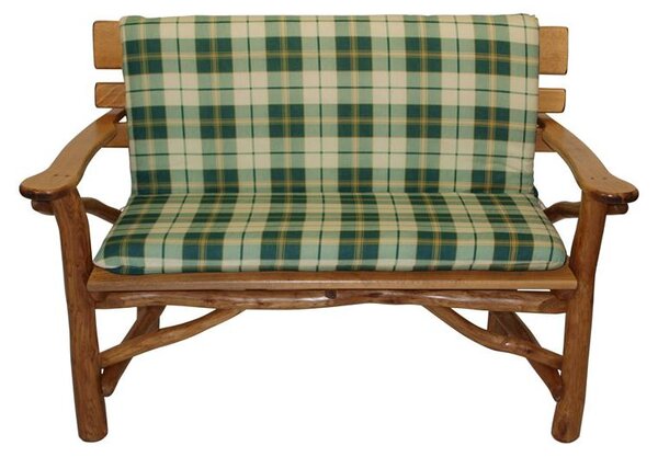 Rivestimento per panca a due posti in cotone e poliestere a quadri verde-beige