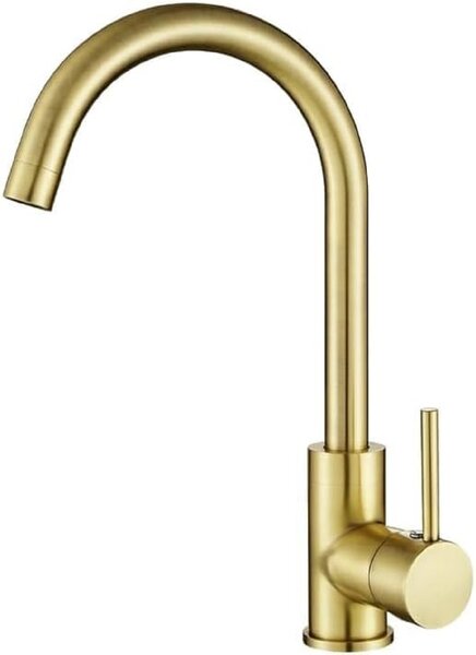 GURARI 5523-G, rubinetto da cucina in ottone, angolo di 45 gradi, design dorato