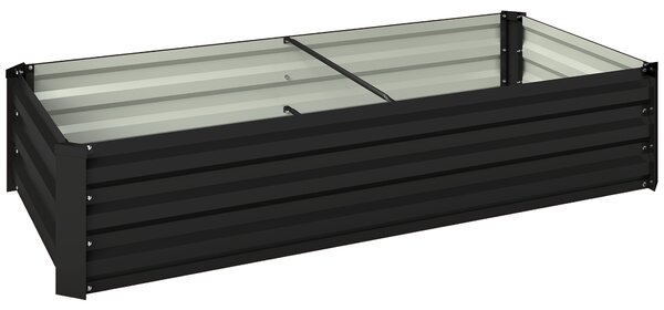 Outsunny Fioriera rettangolare orto da giardino in acciaio galvanizzato bordo di sicurezza e fondo aperto 150x70x30cm grigio scuro | Aosom Italy