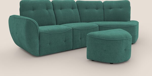 Cerbero divano angolare con pouf mobile in morbido bouclé impermeabile