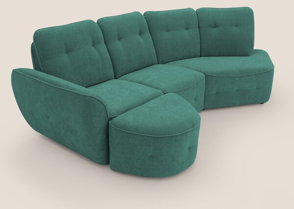 Cerbero divano angolare con pouf mobile in morbido bouclé impermeabile