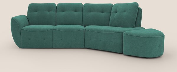 Cerbero divano angolare con pouf mobile in morbido bouclé impermeabile