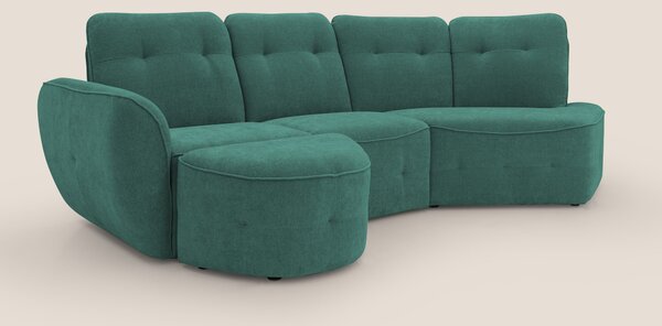 Cerbero divano angolare con pouf mobile in morbido bouclé impermeabile