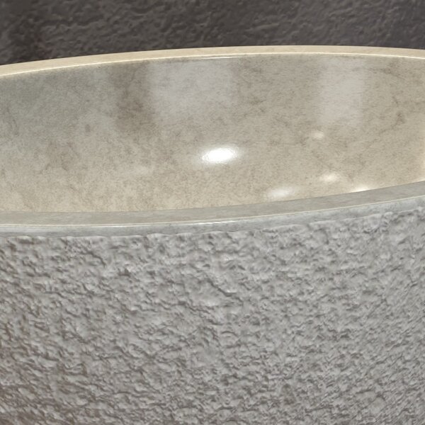 Lavabo bango in marmo bocciardato colore crema 45cm Litos-LBC40 - KAMALU