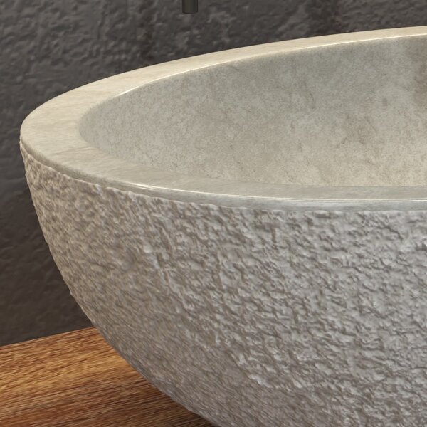 Lavabo bango in marmo bocciardato colore crema 45cm Litos-LBC40 - KAMALU