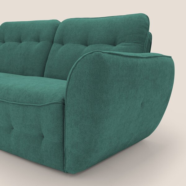 Cerbero divano angolare con pouf mobile in morbido bouclé impermeabile