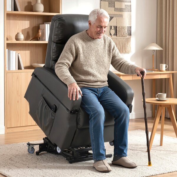 HOMCOM Poltrona Elettrica Alzapersona Reclinabile con Telecomando e Poggiapiedi, 78x98x110 cm, Grigio Scuro | Aosom Italy