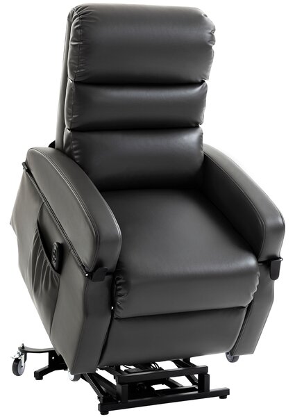HOMCOM Poltrona Elettrica Alzapersona Reclinabile con Telecomando e Poggiapiedi, 78x98x110 cm, Grigio Scuro | Aosom Italy