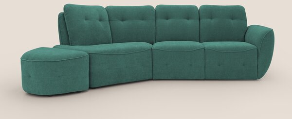 Cerbero divano angolare con pouf mobile in morbido bouclé impermeabile