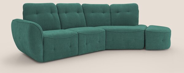Cerbero divano angolare con pouf mobile in morbido bouclé impermeabile