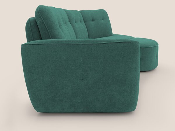 Cerbero divano angolare con pouf mobile in morbido bouclé impermeabile