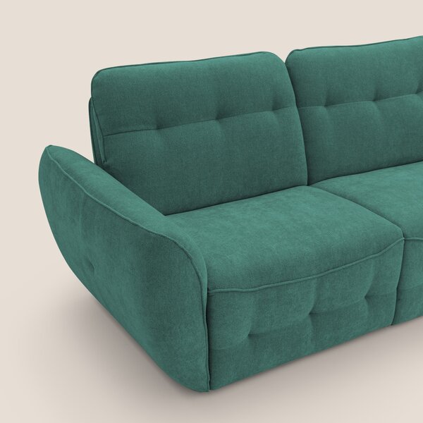 Cerbero divano angolare con pouf mobile in morbido bouclé impermeabile