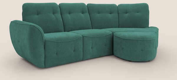Cerbero divano angolare con pouf mobile in morbido bouclé impermeabile