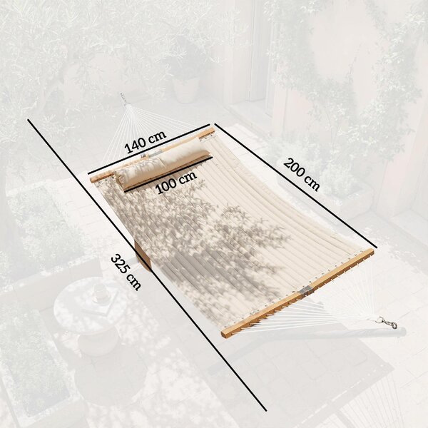 VivaGarden Amaca da Giardino Matrimoniale 325x140 cm con Cuscino in Poliestere colore Bianco Crema