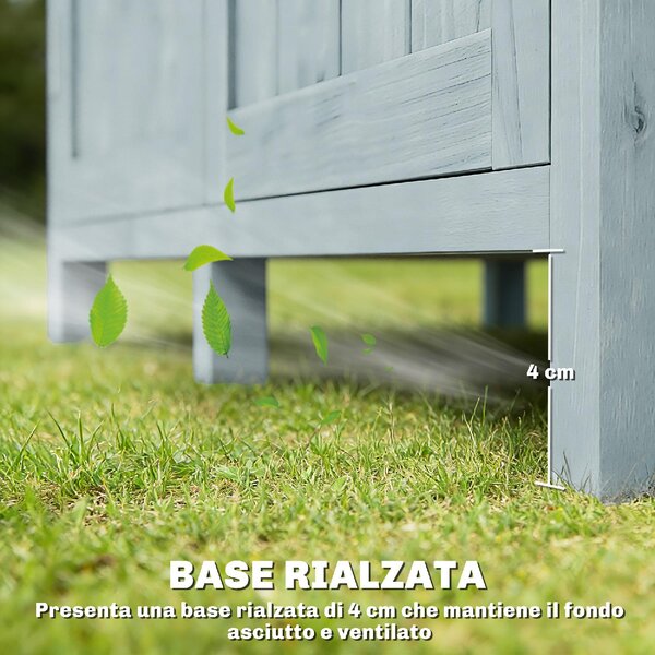 VivaGarden Armadio da Esterno / Balcone in Legno di Abete 2 Ante 2 Ripiani Dimensioni 85x54x170 cm colore Grigio