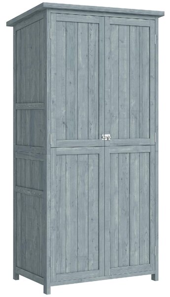 VivaGarden Armadio da Esterno / Balcone in Legno di Abete 2 Ante 2 Ripiani Dimensioni 85x54x170 cm colore Grigio