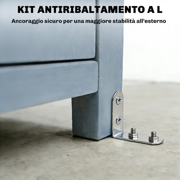 VivaGarden Armadio da Esterno / Balcone in Legno di Abete 2 Ante 2 Ripiani Dimensioni 85x54x170 cm colore Grigio