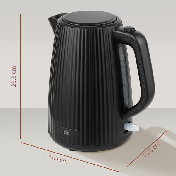 HOMCOM Bollitore Elettrico 1,7L 2200W con Filtro Anticalcare Rimovibile, Spegnimento Automatico e Base Girevole 360°, Nero | Aosom Italy