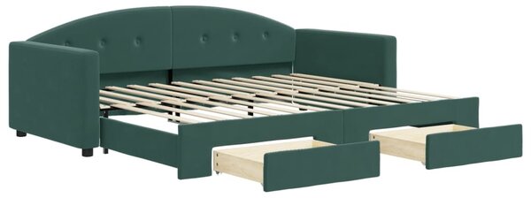 VidaXL Divano letto estraibile con cassetti Verde scuro 90x200 cm Velluto