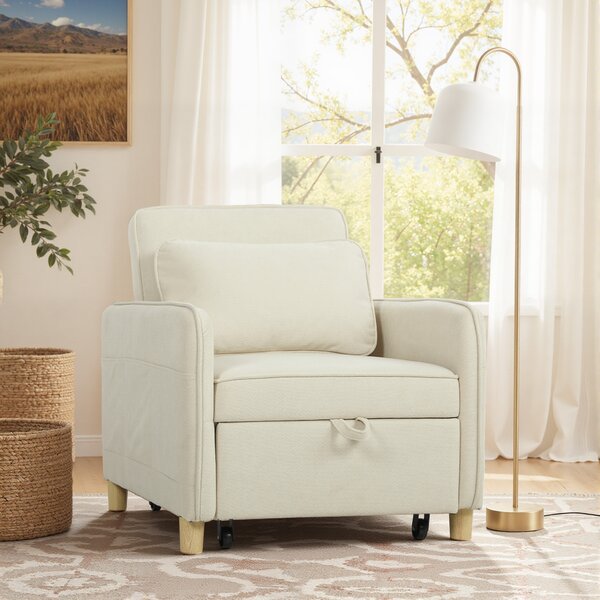 HOMCOM Poltrona Letto 3 in 1 Trasformabile con Funzione Letto, Ampia Seduta per Soggiorno, Beige | Aosom Italy