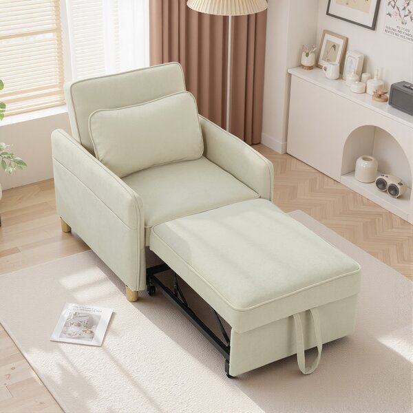HOMCOM Poltrona Letto 3 in 1 Trasformabile con Funzione Letto, Ampia Seduta per Soggiorno, Beige | Aosom Italy