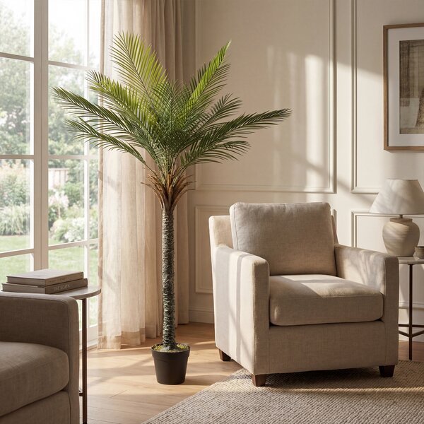 HOMCOM Pianta Artificiale Decorativa 180 cm, Palma Artificiale con Vaso e Foglie, per Interni, Verde | Aosom Italy