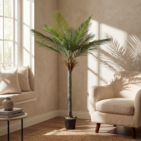 HOMCOM Pianta Artificiale Decorativa 180 cm, Palma Artificiale con Vaso e Foglie, per Interni, Verde | Aosom Italy