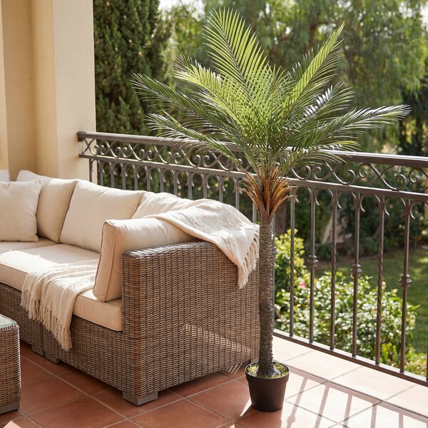 HOMCOM Pianta Artificiale Decorativa 180 cm, Palma Artificiale con Vaso e Foglie, per Interni, Verde | Aosom Italy