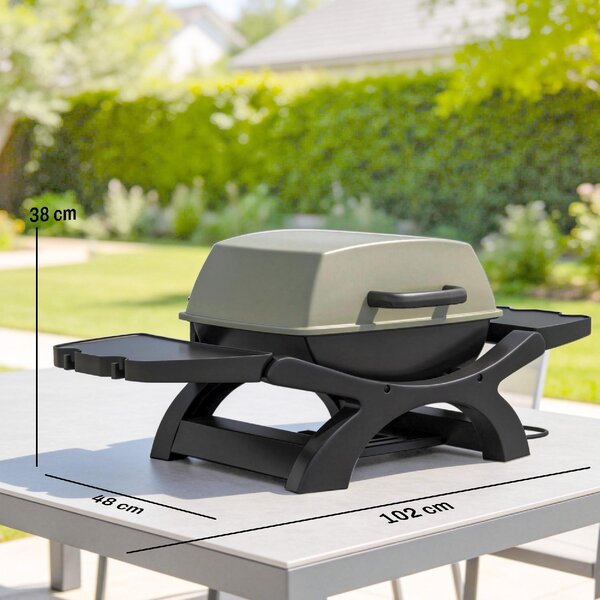 VivaGarden Barbecue Elettrico da Giardino BBQ da Tavolo Potenza 2300W Portatile con Ripiani Laterali 102x48x38 cm colore Nero