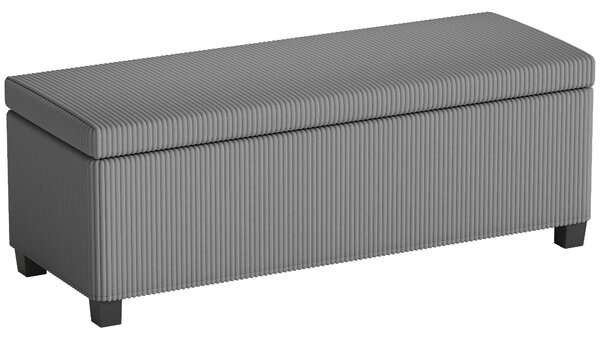 HOMCOM Panca Contenitore Imbottita per Soggiorno, Camera da Letto, Ingresso, Rivestimento in Velluto a Coste, Grigio | Aosom Italy