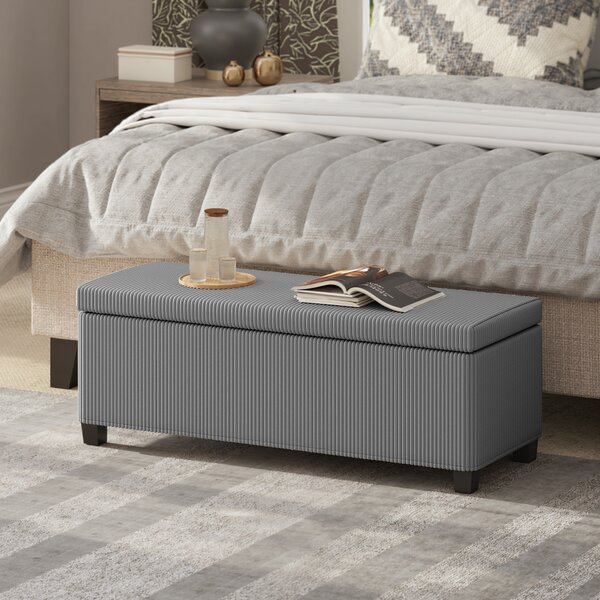 HOMCOM Panca Contenitore Imbottita per Soggiorno, Camera da Letto, Ingresso, Rivestimento in Velluto a Coste, Grigio | Aosom Italy
