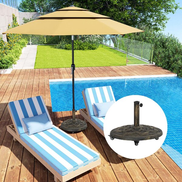 VivaGarden Base per Ombrellone in Resina da 20 kg Rotonda con Ruote e Freni 54,5x40,5h cm colore Bronzo
