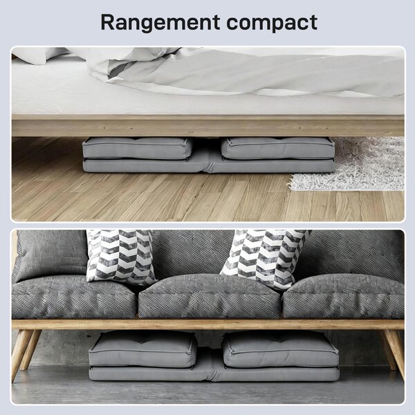 HOMCOM Poltrona da Pavimento Pieghevole in Velluto a Coste, Materassino da Pavimento con Schienale Regolabile in 5 Posizioni, 59x230x15 cm, Grigio | Aosom Italy