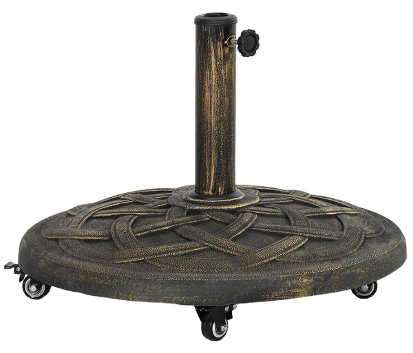 VivaGarden Base per Ombrellone in Resina da 20 kg Rotonda con Ruote e Freni 54,5x40,5h cm colore Bronzo